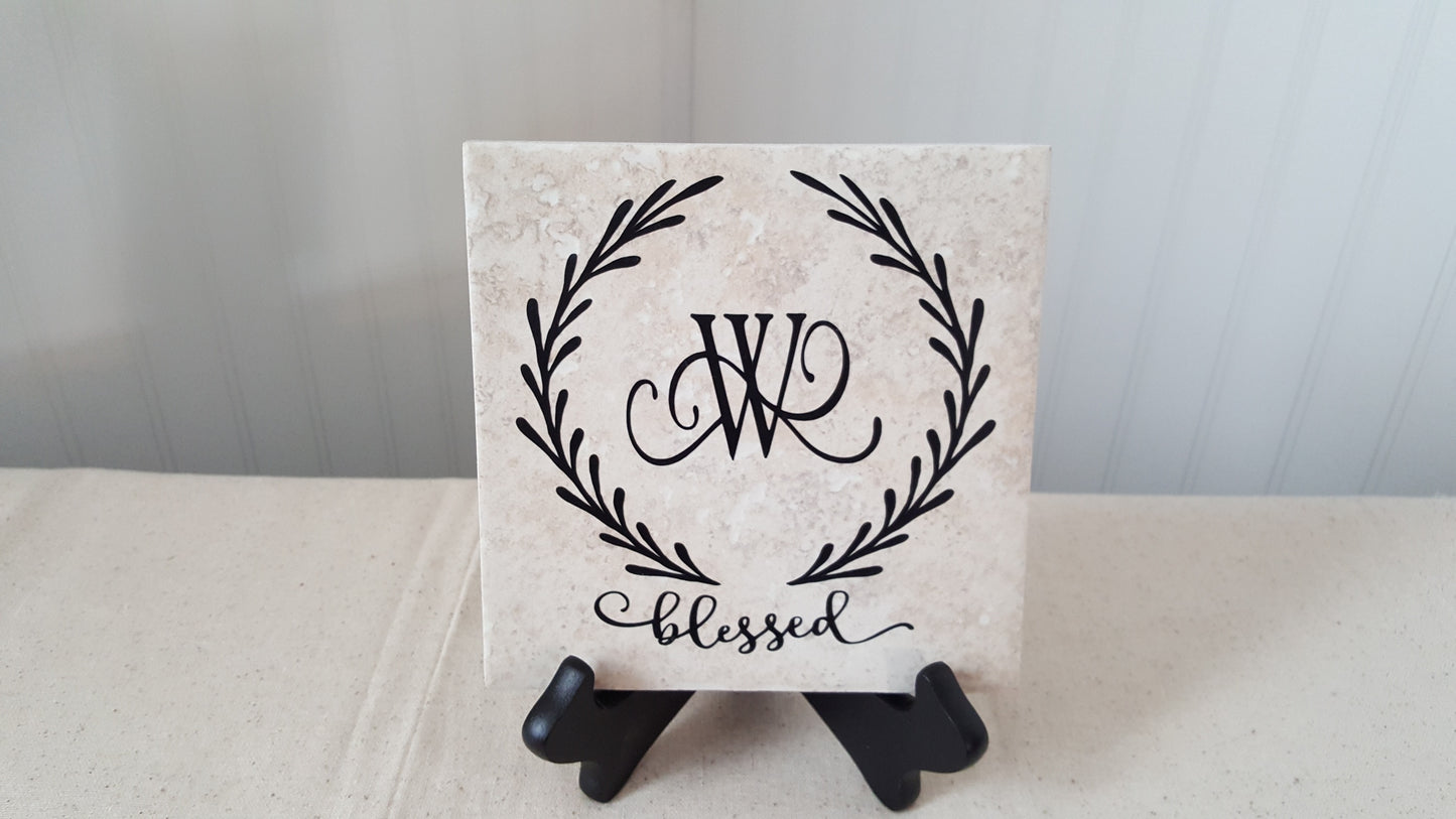 Monogram Tile "Blessed"